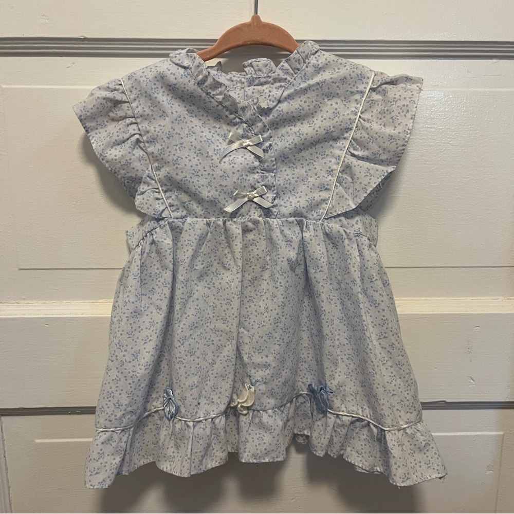 Vintage Blue Floral Baby Dress